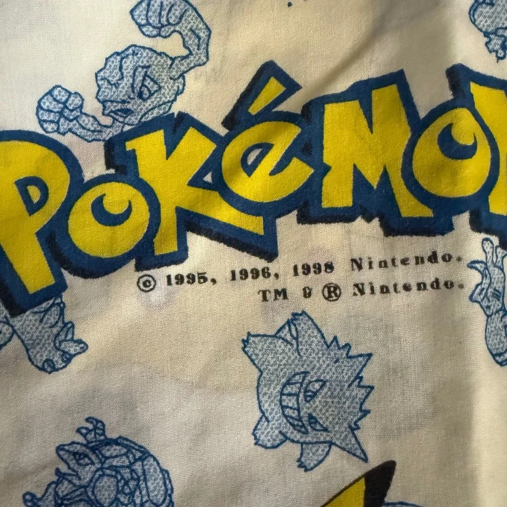 Pokemon Bedding Sheet Set Kids Twin White Pikachu Vintage 1998 Nintendo 2pc Flaw